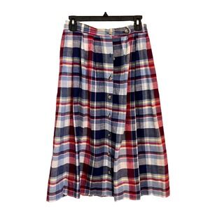 Y2k Skirt Sz 12 Red White Blue Button Up Below‎ Knee preppy